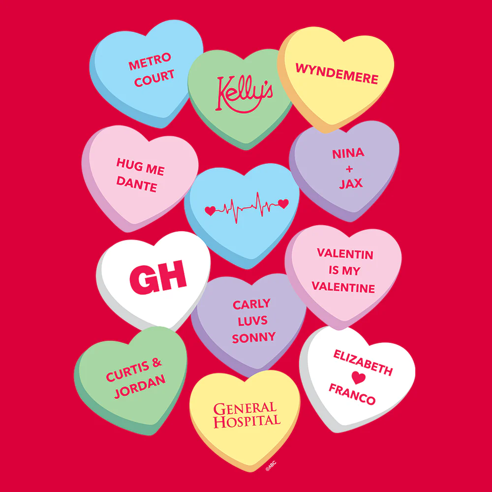 General Hospital Candy Hearts Adult Short Sleeve T-Shirt - Image 2