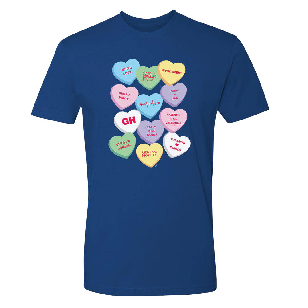 General Hospital Candy Hearts Adult Short Sleeve T-Shirt - Image 3