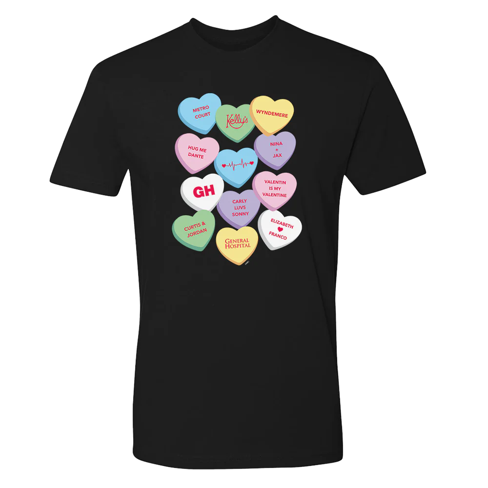 General Hospital Candy Hearts Adult Short Sleeve T-Shirt - Image 4