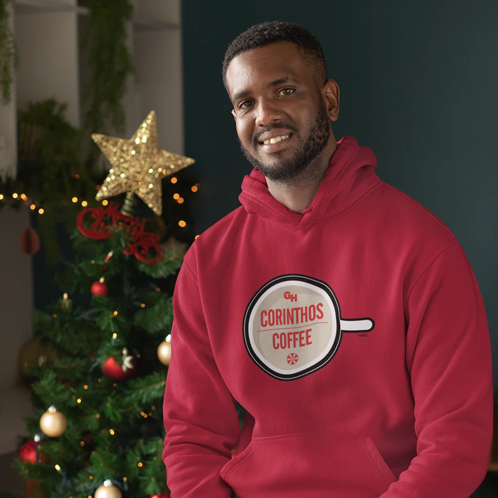 General Hospital Corinthos Coffee Peppermint Logo Fleece Hooded Sweatshirt