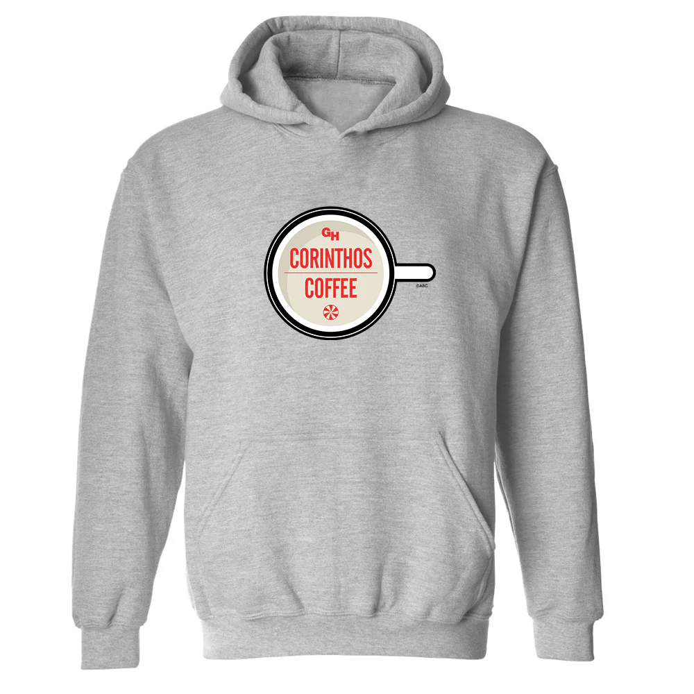 General Hospital Corinthos Coffee Peppermint Logo Fleece Hooded Sweatshirt - Image 2