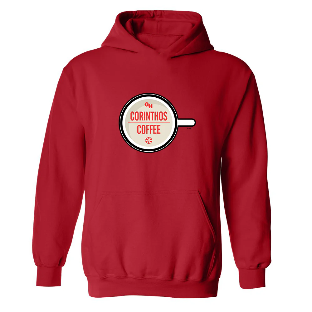 General Hospital Corinthos Coffee Peppermint Logo Fleece Hooded Sweatshirt - Image 3