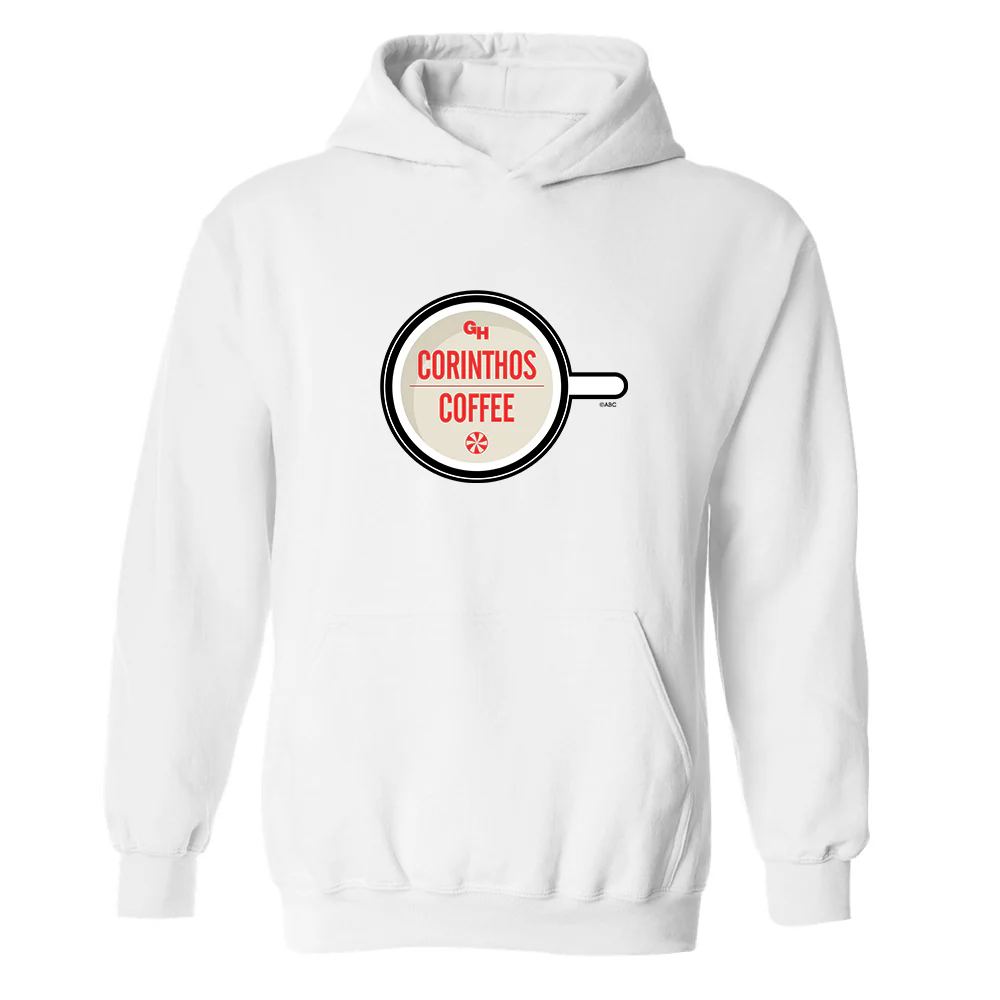 General Hospital Corinthos Coffee Peppermint Logo Fleece Hooded Sweatshirt - Image 5