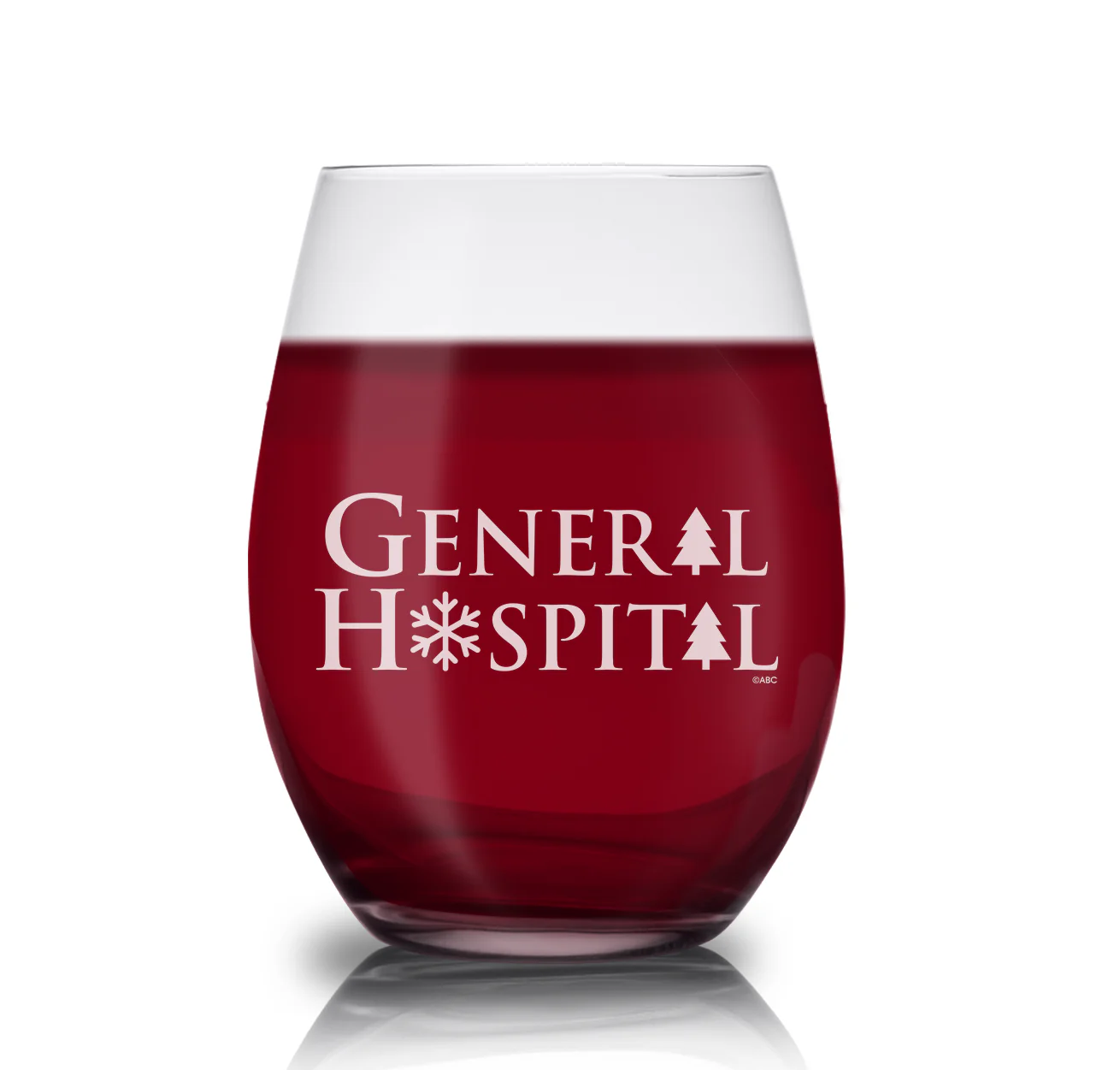General Hospital Holiday Logo Laser Engraved Stemless Wine Glass - Image 3