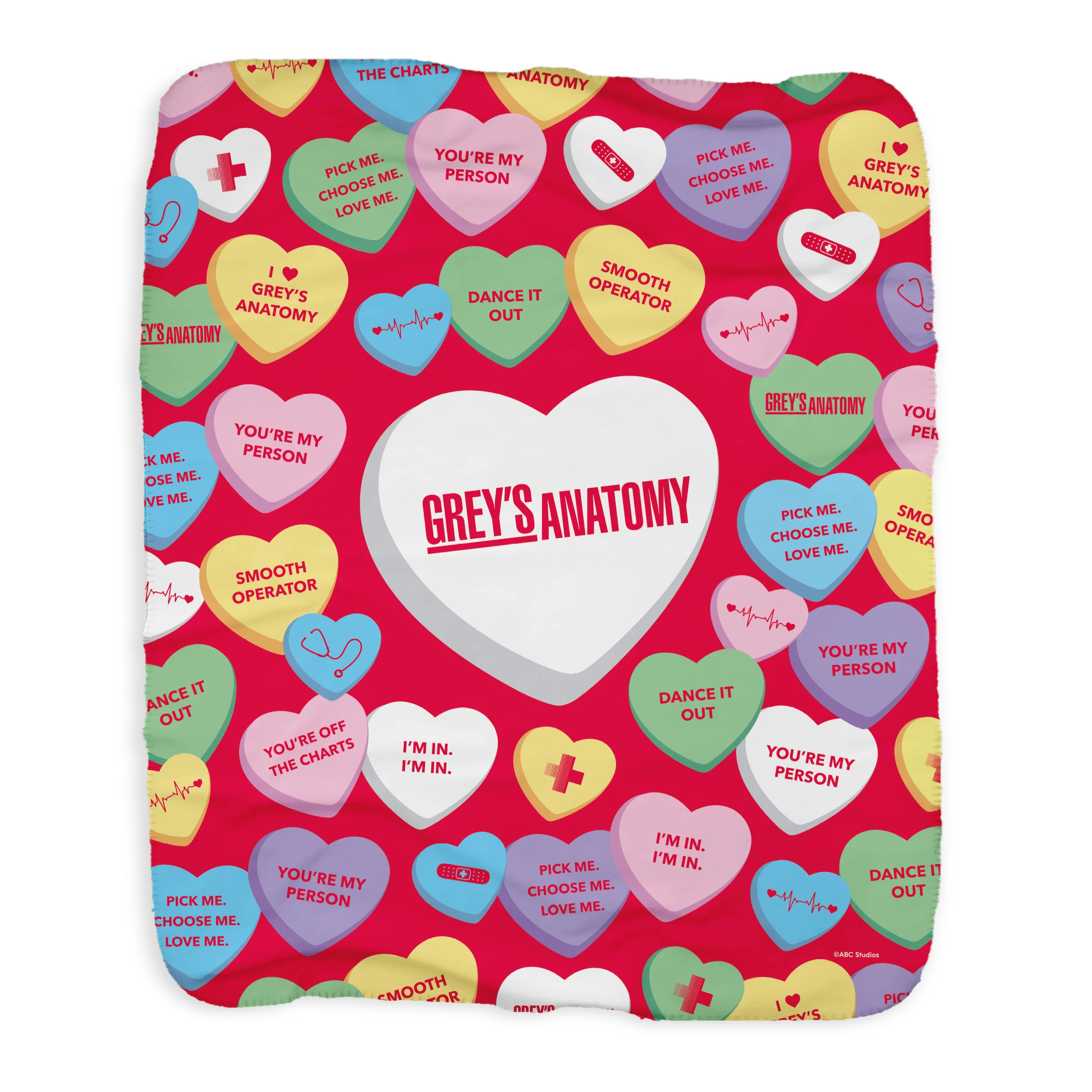 Grey's Anatomy Candy Hearts Sherpa Blanket - Image 3