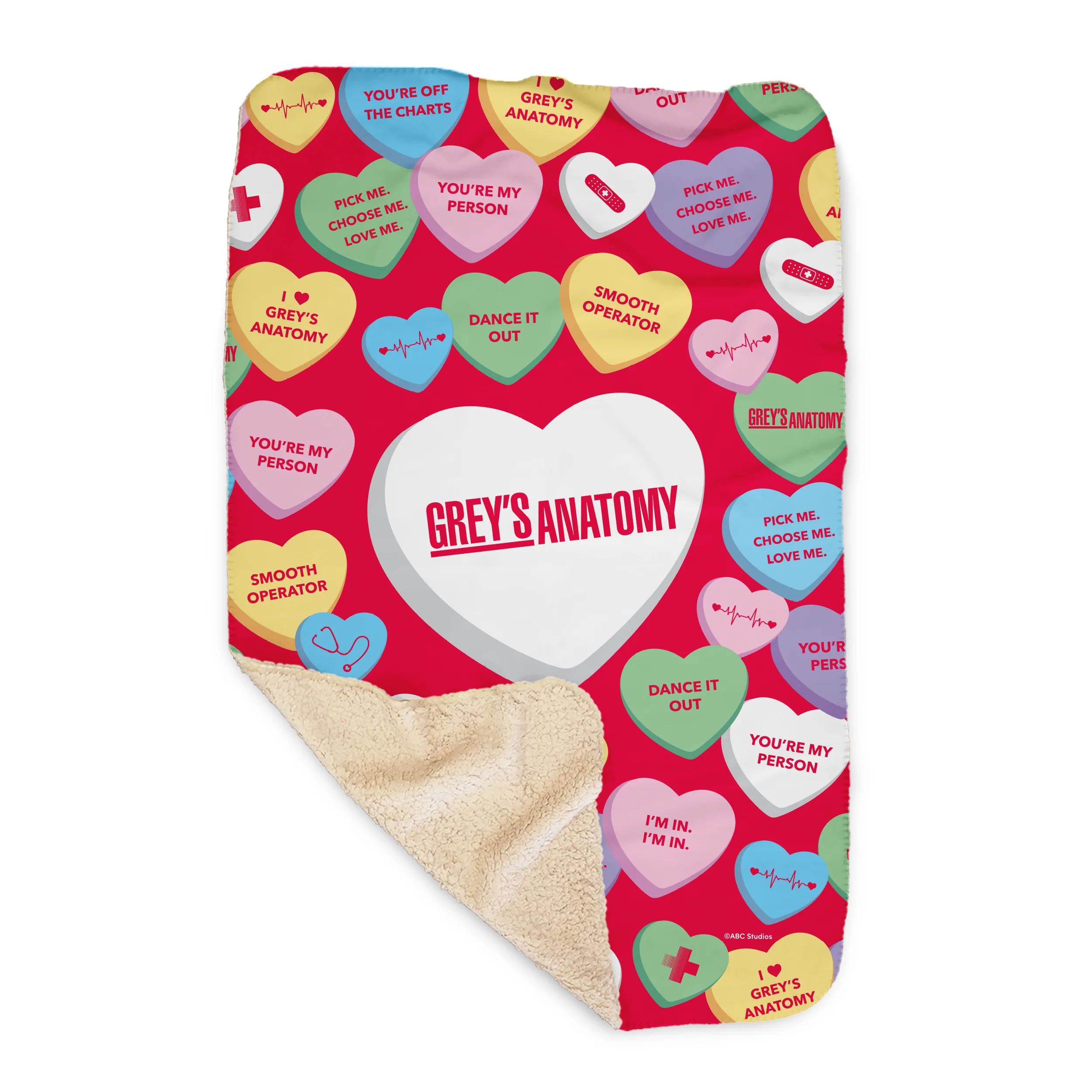 Grey's Anatomy Candy Hearts Sherpa Blanket - Image 4