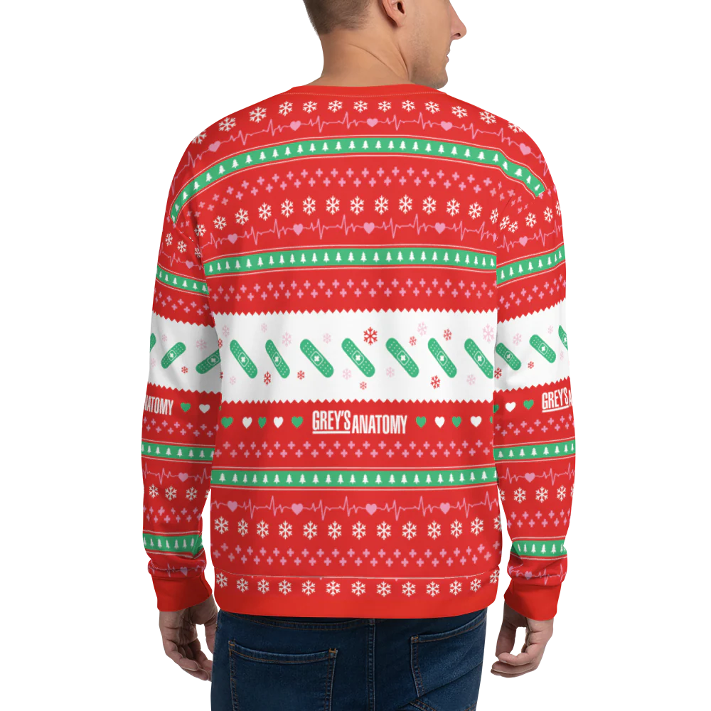 Grey's Anatomy It's A Beautiful Day to Save Lives Ugly Sweater Adult All-Over Print Sweatshirt - Image 5