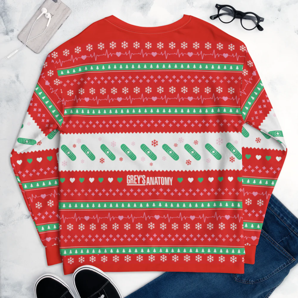 Grey's Anatomy It's A Beautiful Day to Save Lives Ugly Sweater Adult All-Over Print Sweatshirt - Image 7