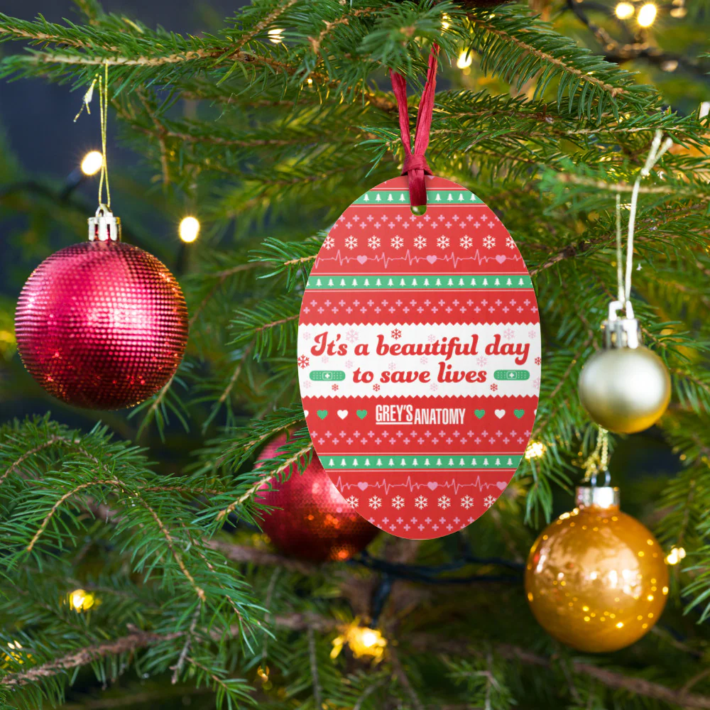 Grey's Anatomy It's a Beautiful Day to Save Lives Holiday Wooden Ornament - Image 3