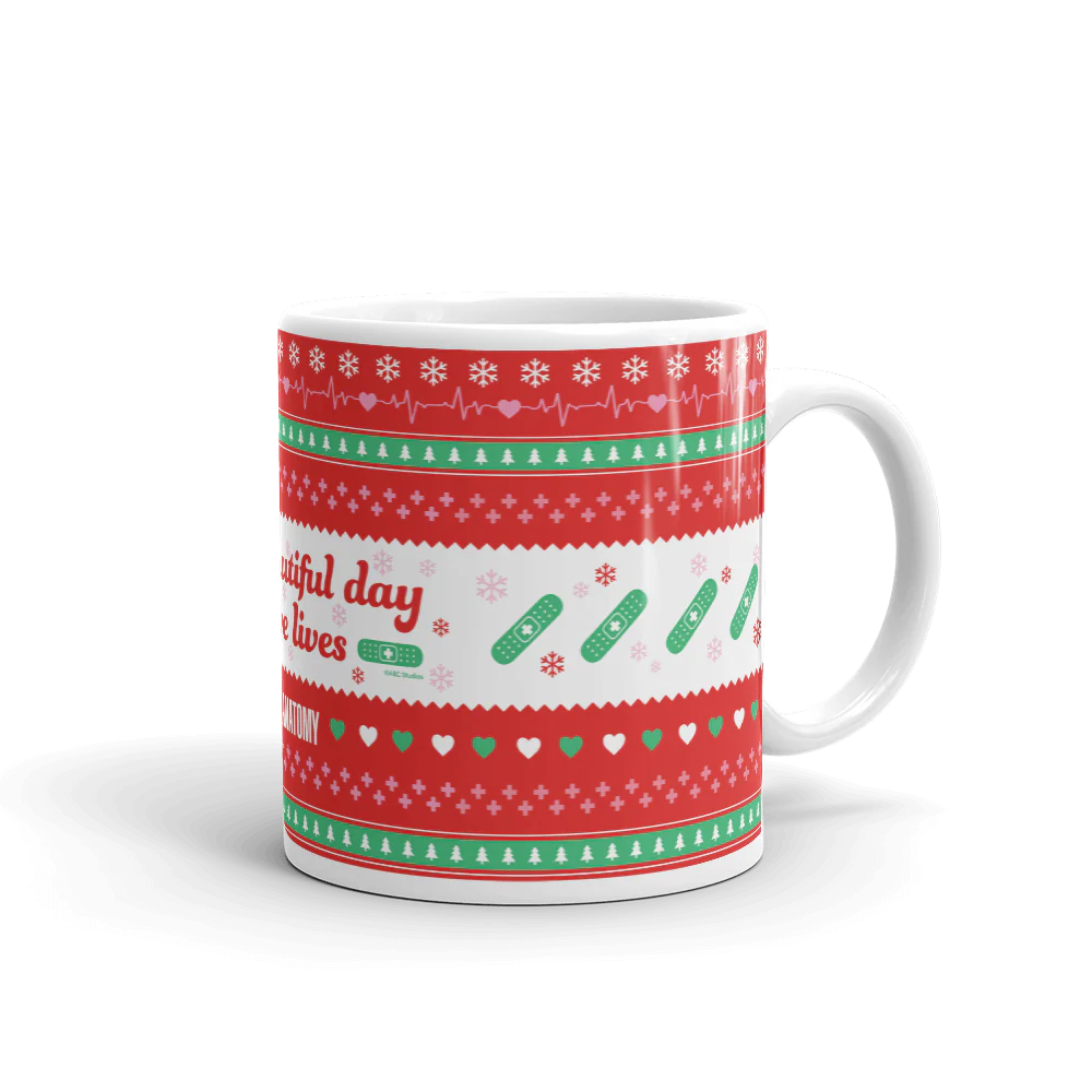 Grey's Anatomy It's a Beautiful Day to Save Lives Ugly Sweater  White Mug - Image 4