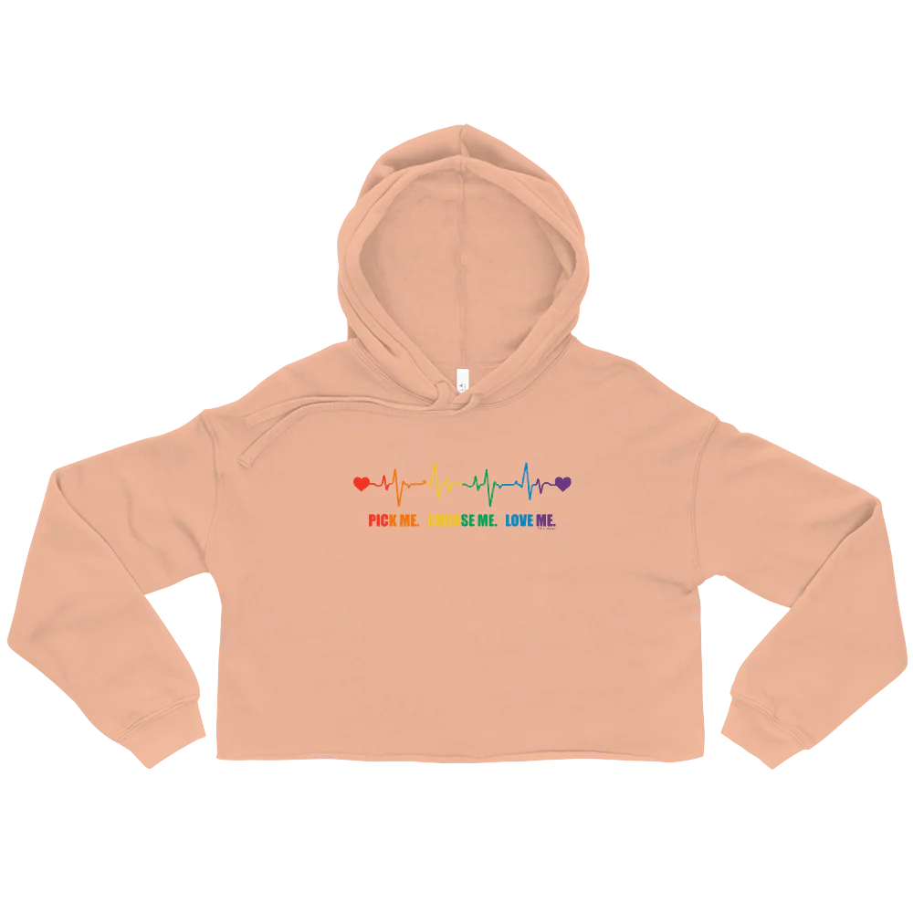 Grey's Anatomy Rainbow Pick Me, Choose Me, Love Me Women's Fleece Crop Hooded Sweatshirt - Image 3