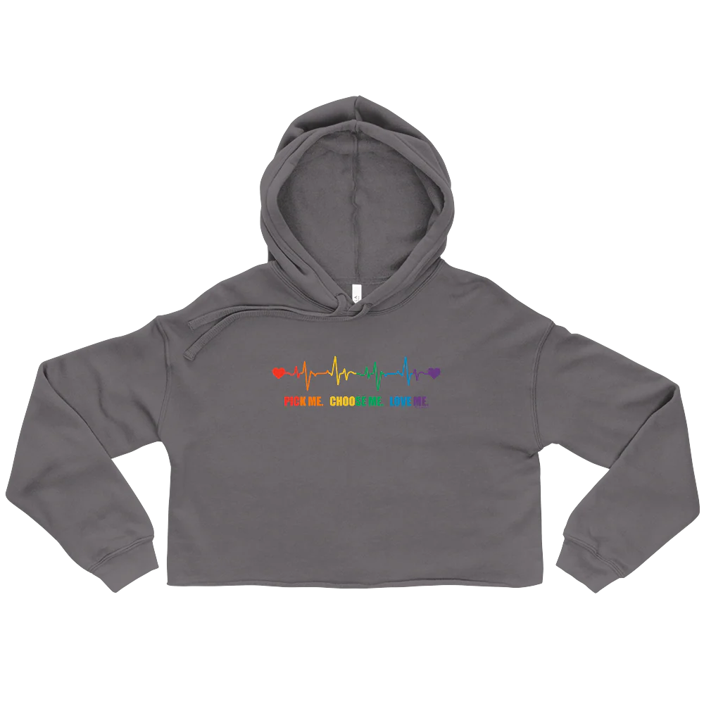Grey's Anatomy Rainbow Pick Me, Choose Me, Love Me Women's Fleece Crop Hooded Sweatshirt - Image 4