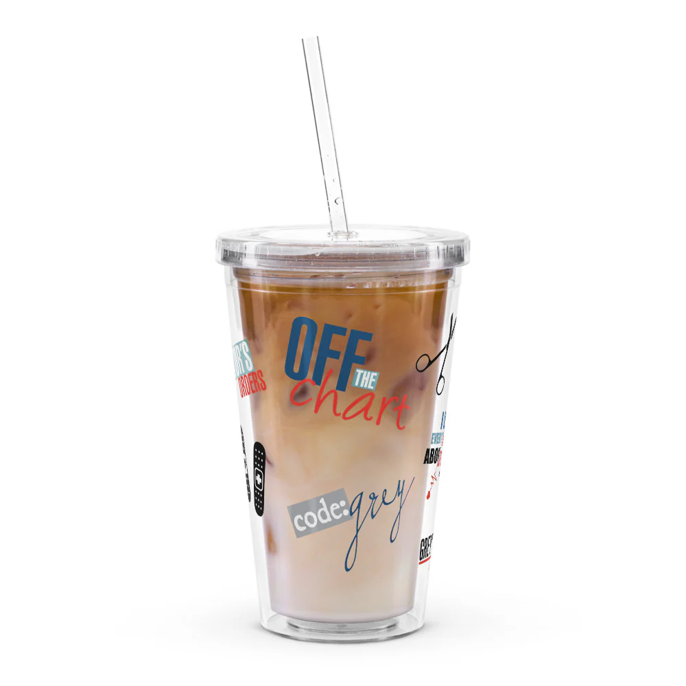 Grey's Anatomy Sticker Style Clear Tumbler - Image 6