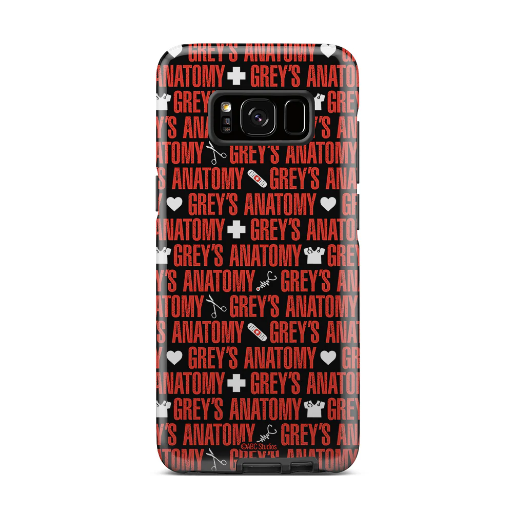 Grey's Anatomy Text Pattern With Icons Tough Phone Case - Image 3