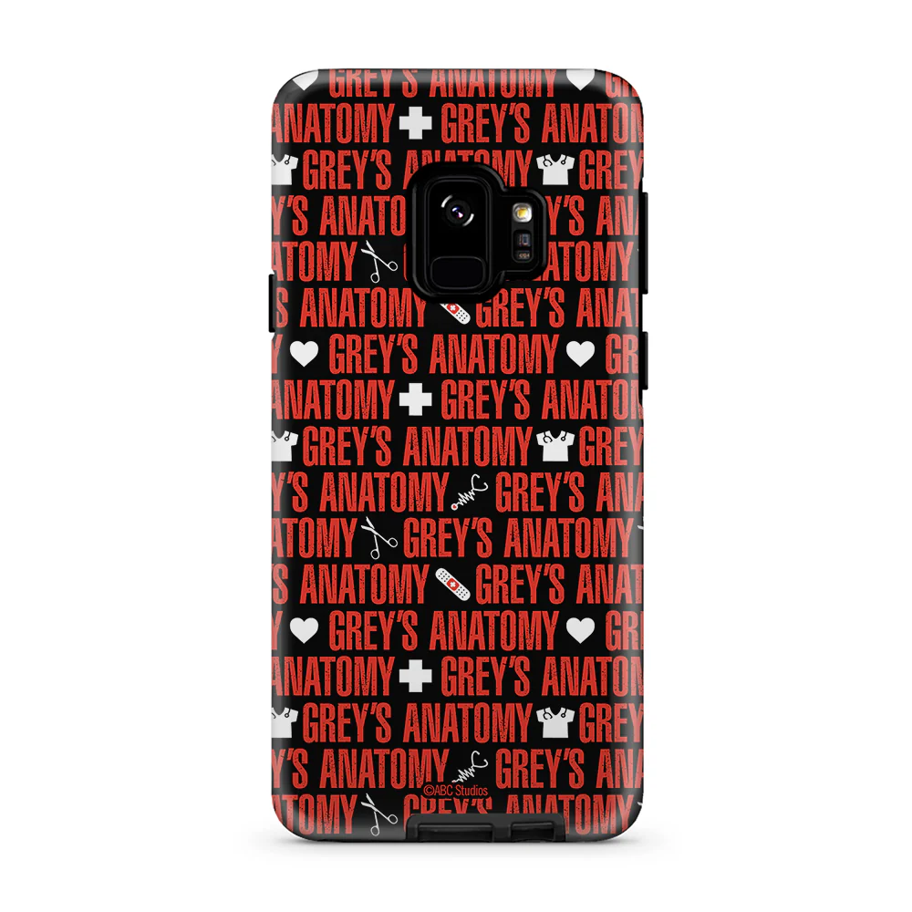 Grey's Anatomy Text Pattern With Icons Tough Phone Case - Image 4