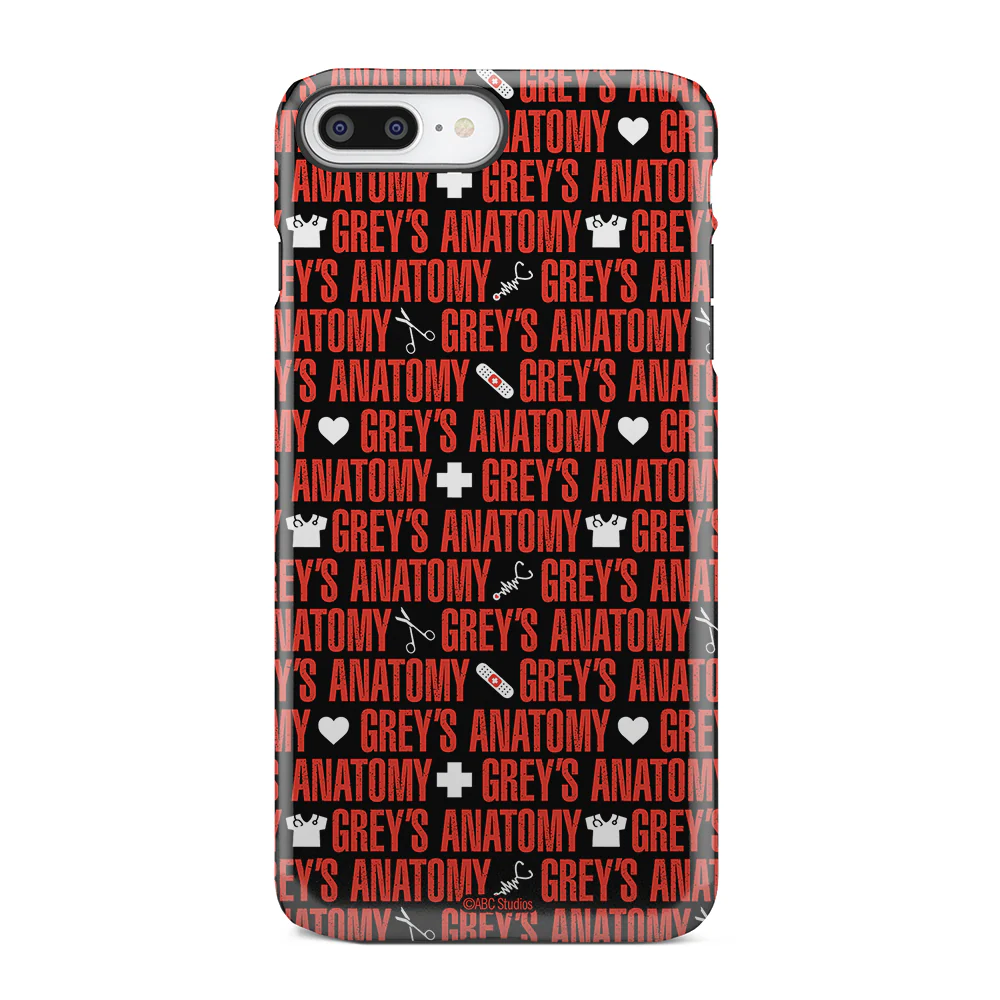 Grey's Anatomy Text Pattern With Icons Tough Phone Case - Image 5
