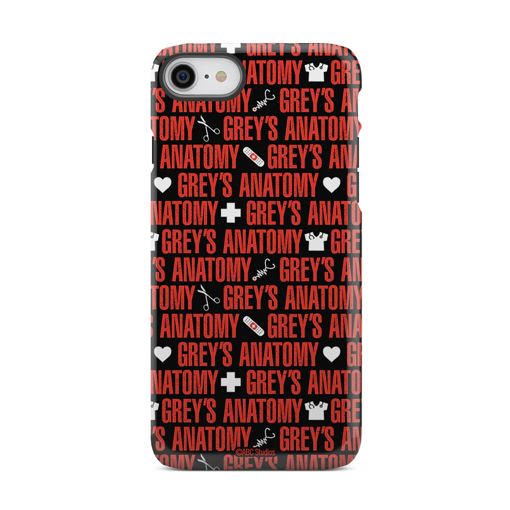 Grey's Anatomy Text Pattern With Icons Tough Phone Case - Image 6