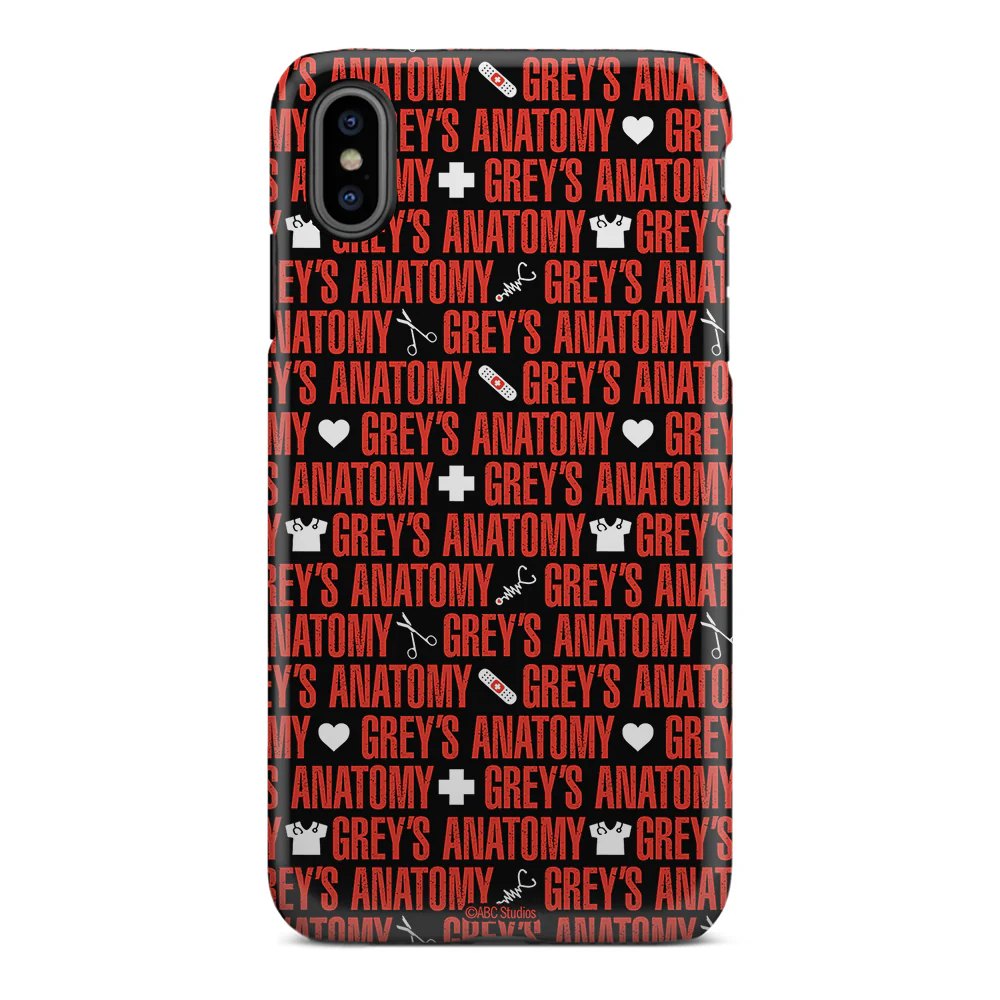 Grey's Anatomy Text Pattern With Icons Tough Phone Case - Image 7