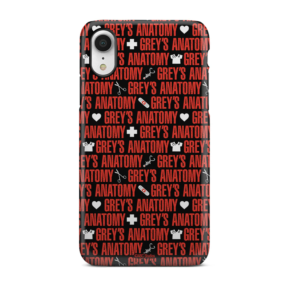 Grey's Anatomy Text Pattern With Icons Tough Phone Case - Image 8