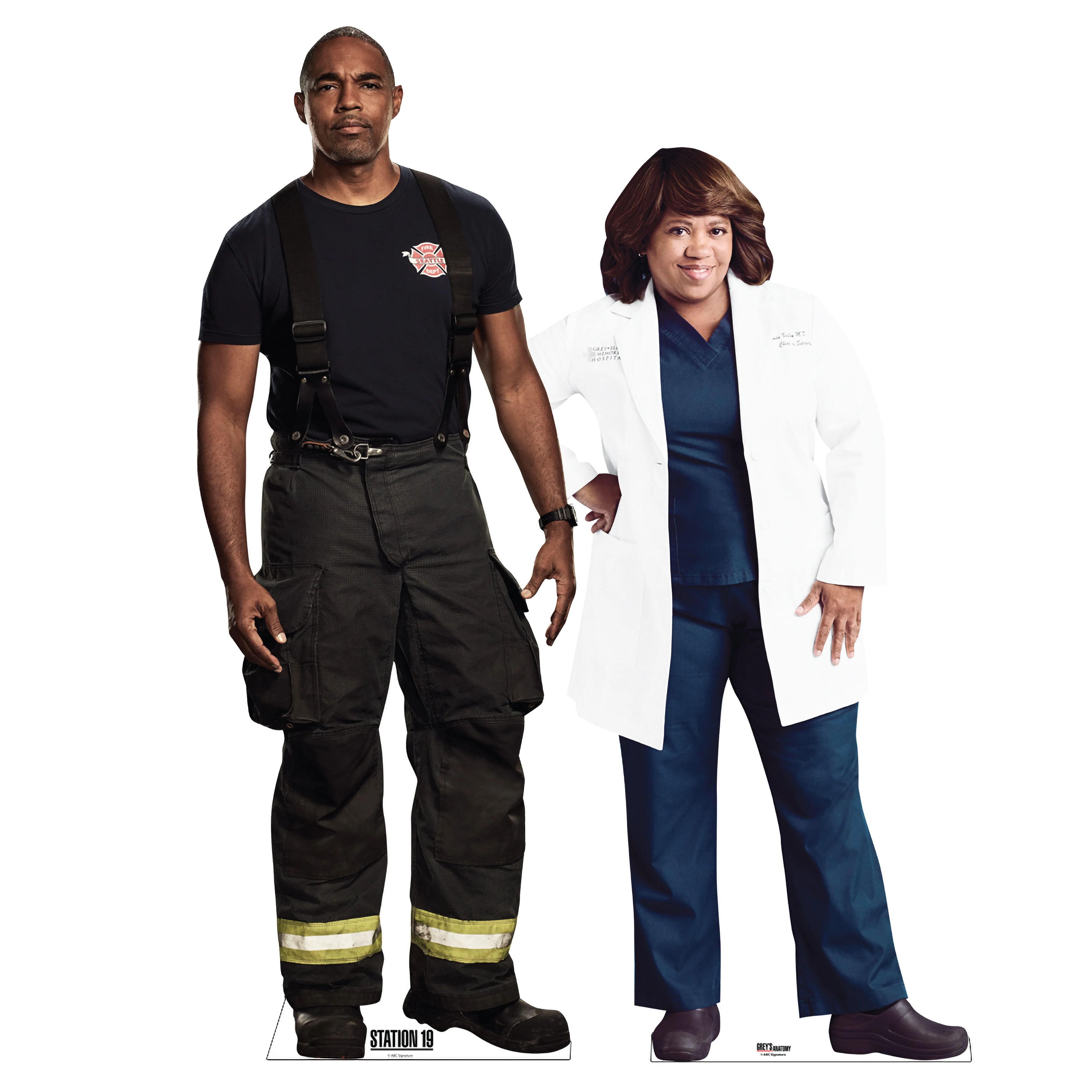 Grey's Anatomy and Station 19 Crossover Miranda and Ben Cardboard Cutout Standees 2 Piece Bundle