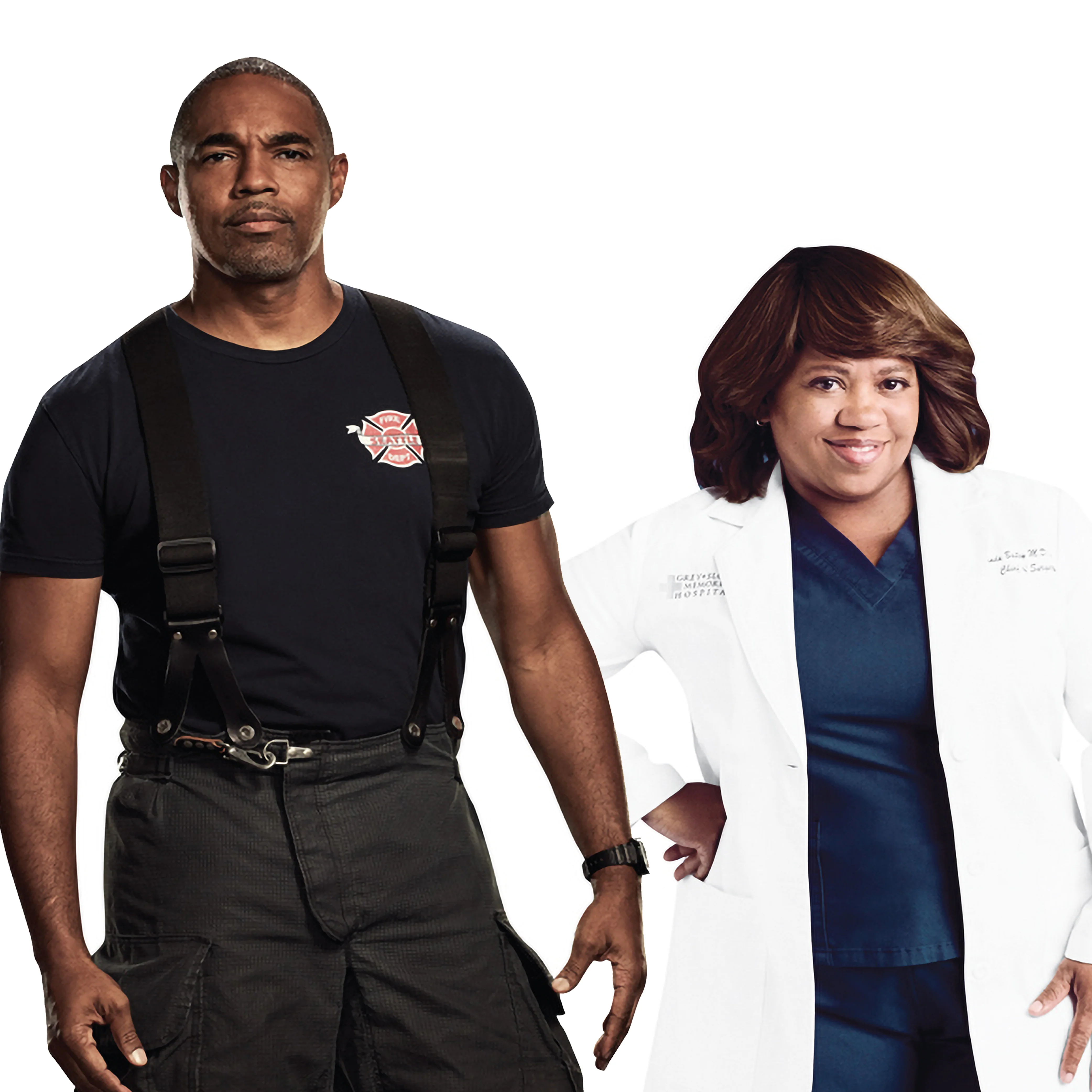 Grey's Anatomy and Station 19 Crossover Miranda and Ben Cardboard Cutout Standees 2 Piece Bundle - Image 2