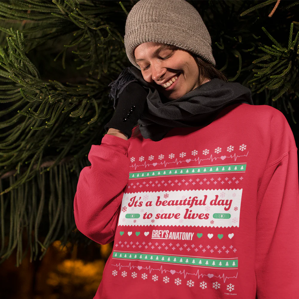 Grey's Anatomy It's A Beautiful Day Holiday Crewneck Sweatshirt - Image 3